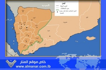 خريطة: شمال اليمن وجنوب اليمن