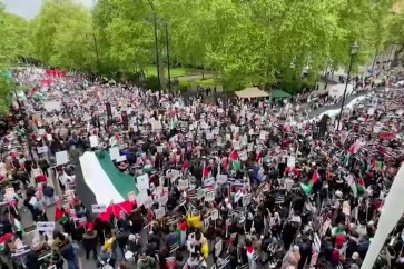 تظاهرة حاشدة في بريطانيا تطالب بتحقيق العدالة لفلسطين