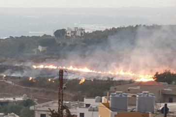 حريق في خراج بلدة مشحا والاهالي يعملون على إخماده